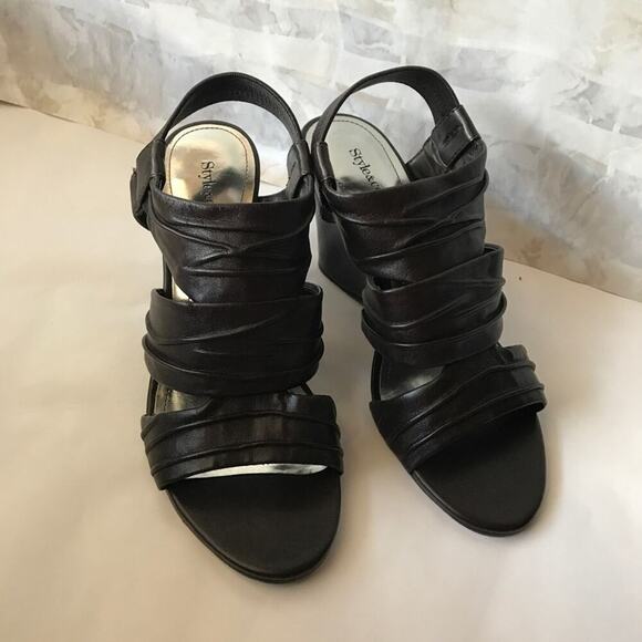 A8). Style & Co. Open Toes Wedges Dark Chocolate 5.5M - Picture 4 of 9